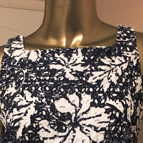 BEIGE BY ECI Blue & White Cotton Eyelet Dress - Picture 5 of 12